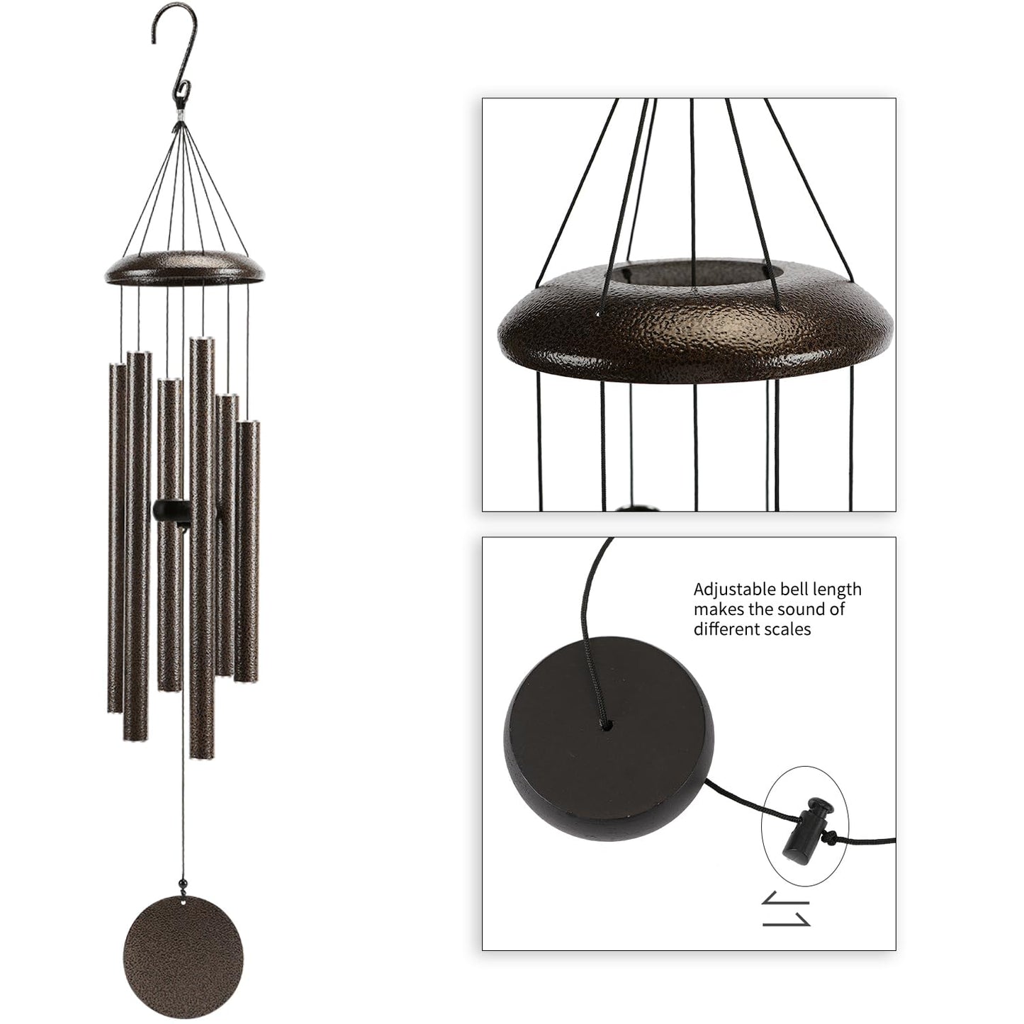 Large 40" Wind-Chimes-Outdoor-Deep-Tone, Soothing Melodic Tones Windchimes, Wind Chimes for Outside, Brown Memorial Wind Chime Best Gift for Mom Women Grandma Neighbors