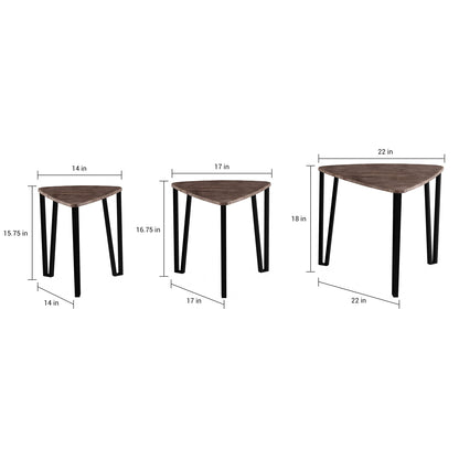 LAVISH HOME Nesting Set of 3, Modern Woodgrain Look for Living Room Coffee Tables or Nightstands-Contemporary Accent Decor Furniture