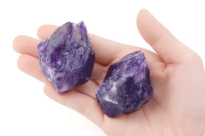 NUKAYAI 2Pcs Amethyst Crystal 1.8-2.2" Large Natural Stones Raw Healing Crystals Amethyst Crystal Rocks for Tumbling Purple Rough Polishing Fountain DIY Lapidary Cabbing Wire Wrapping Reiki Wicca Rock