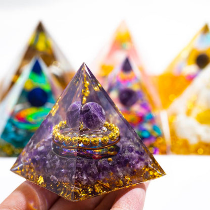 2inches Pyramid Decor Natural Crystal Energy Generator Pyramid Chakra Energy Crystal Pyramid Yoga Meditation Tool for Home Decoration Fengshui Ornaments Gift(2 inches-7 PCS)
