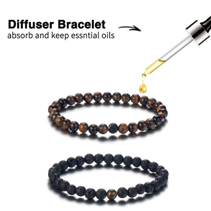 Softones 6MM Lava Rock Aromatherapy Anxiety Essential Oil Diffuser Beads Bracelet for Women Men,Friendship Couples Gifts Natural Stone Bracelets