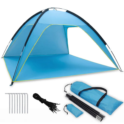 Beach Tent Sun Shelter, Portable Pop Up Beach Tent for 4-5 Person with UPF 50＋ UV Protection, Easy Setup Lightweight Waterproof Ventilation Design Family Sun Shelters for The Beaches
