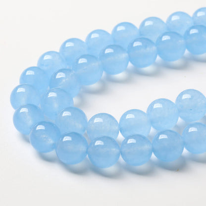 90pcs 8mm Blue Natural Chalcedony Aquamarines Stone Beads for Jewelry Making Round Jades Beads DIY Bracelet Accessories 32" 2 Strands