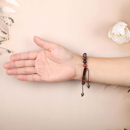 AD Beads Natural 8mm Gemstone Bracelets Healing Power Crystal Macrame Adjustable 7-9 Inch (Picasso Jasper)