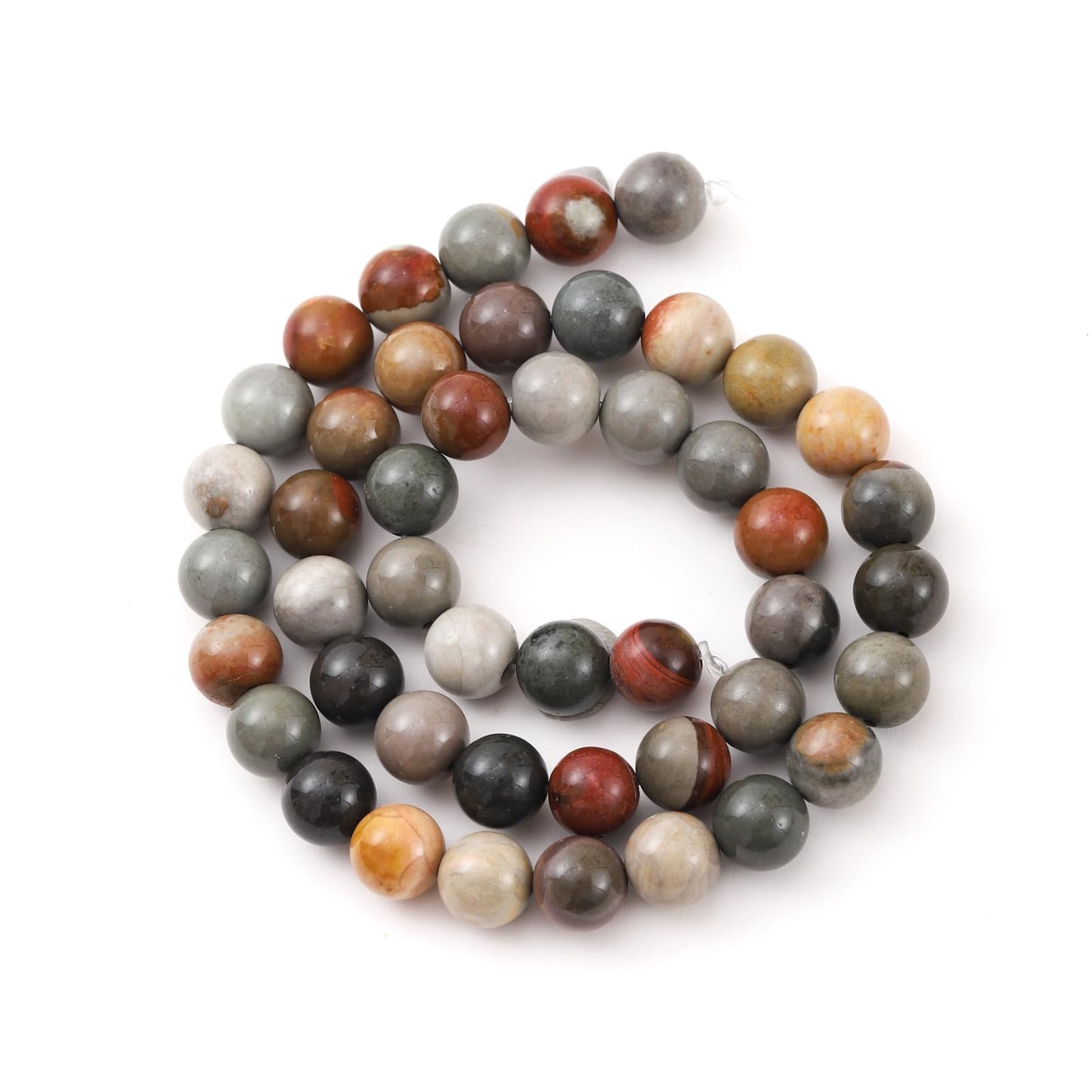 10mm 38pcs DIY Natural USA Picture Stone Beads Round Healing Crystal Gemstone Loose Beads for Jewelry Making Handmade Bracelet Necklace
