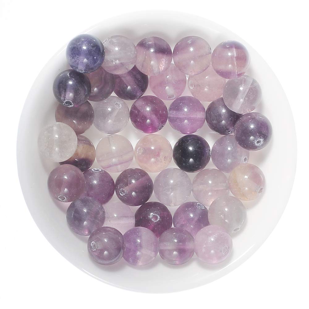 10mm Natural Purple Fluorite Gemstone Round Loose Beads Crystal Stone Bracelet Necklace Accessories Crafts for Jewelry Making DIY,1 Strand 15"