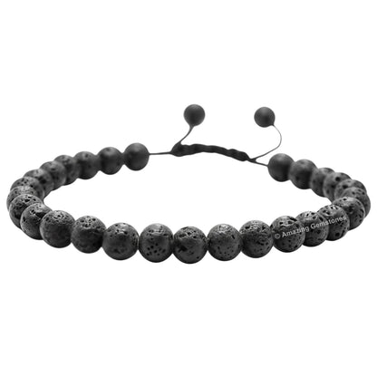 Amazing Gemstone Lava Stone Bracelet for Women Men's Gifts - Protection Healing Crystal Bracelet - 6mm Gemstones Beaded Adjustable Bracelet Pulseras Para Hombres Mujer Stocking Stuffers