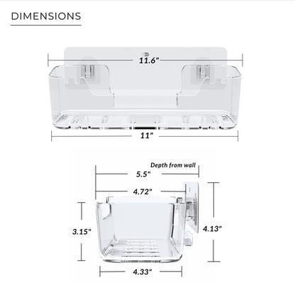 COLINCH Bathtub Toy Storage – Clear Bath Toy Holder with Drainage Holes, Wall-Mounted No-Drill Organizer for Kids’ Tub Toys
