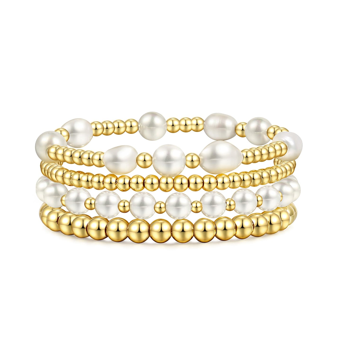 Badu Gold Beaded Bracelets for Women Boho Crystal Multiple Layered Stackable Wrap Bangle Set Paperclip Chain Trendy Jewelry (Gold-4Pcs-Pear)