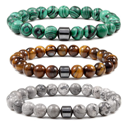 COLORFUL BLING Chakra Bracelet Crystal Yoga Beads Stretch Bracelet Adjustable Natural Gemstone Volcanic Malachite 8mm Beaded Bracelet Handmade Gemstone Elastic Bracelet Meditation Spiritual Gift-Blue