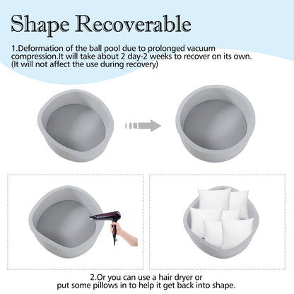 SHJADE Foam Ball Pit, 47.2"x 13.8" Large Ball Pits for Toddlers, Soft Round Kiddie Baby Playpen Ball Pool for Kids, Ideal Gift for Babies Indoor and Outdoor Game, Grey, (Balls not Included)