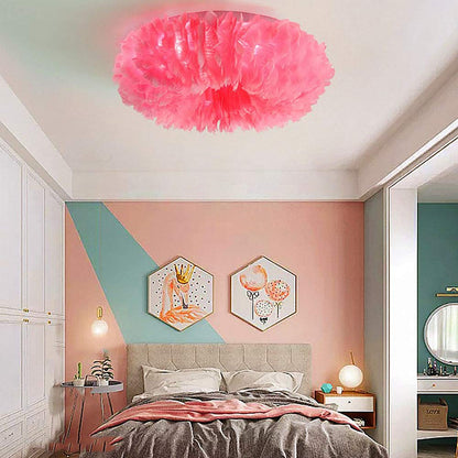 EUUDROBY Nordic Art Ceiling Light Fixture Modern Feather Decorative Ceiling Lamp Children's Room Bedroom Pendant Light 8 Lights E27 Flush Mount Hanging Lamp