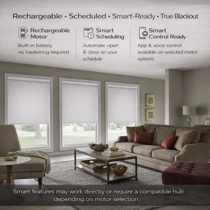 ZSHINE Motorized Blackout Window Blinds Customize Width (23-95 Inches) Remote Control Wireless and Rechargeable Roller Shades Blinds for Windows, Home, Office, Hotel, Club, Restaurant(82010G)