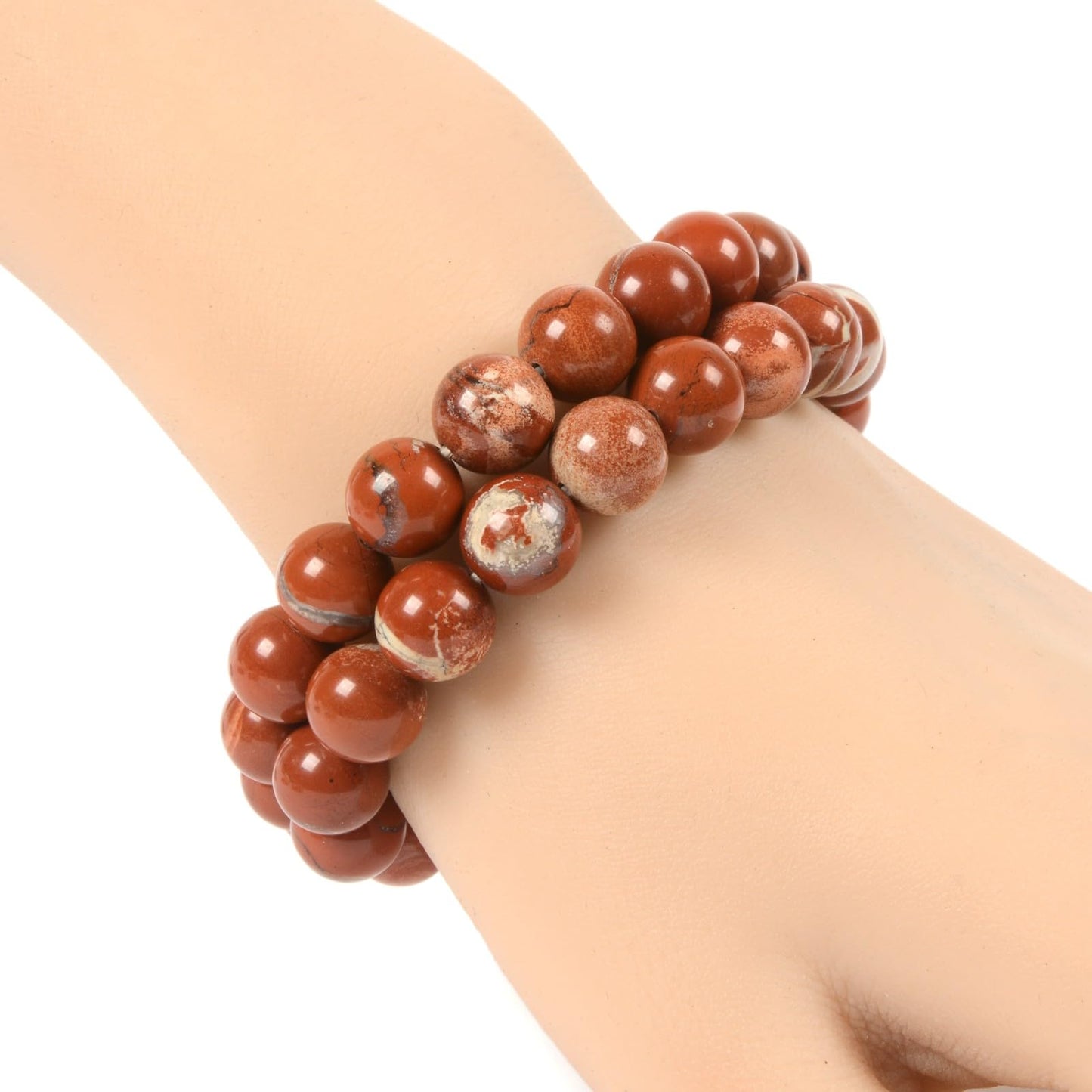 Justinstones Natural Red River Jasper Gemstone 10mm Round Beads Stretch Bracelet 7 Inch Unisex