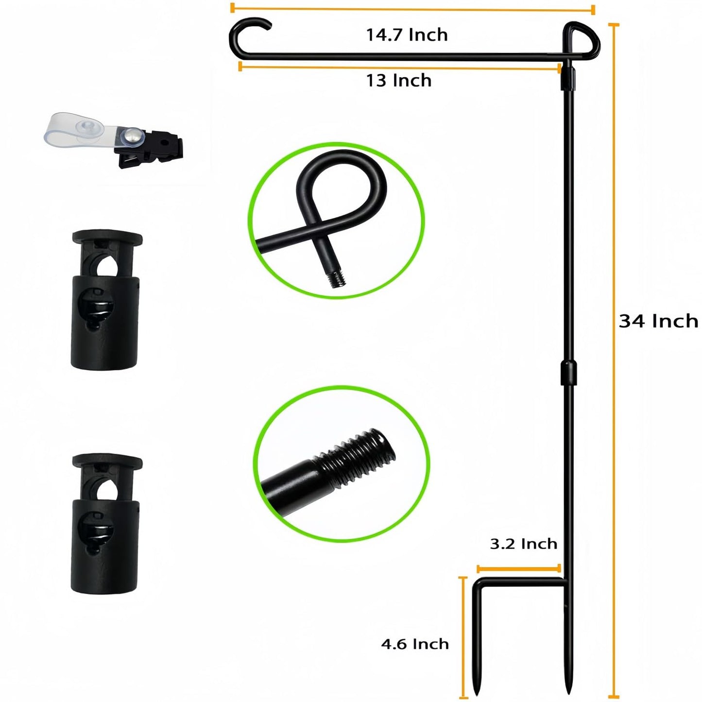 Garden Flag Pole Stand Holder,Akeydeco 10 Pack Garden Flags for Outside with Flag Stopper and Clip Waterproof Powder-Coated Paint for Flag Pole Holder for Outside House,Yard Flags for Outside