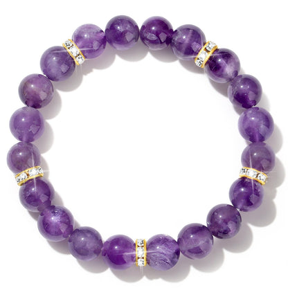 DUQGUHO Purple Bracelets for Women Anxiety Amethyst Bracelet 10mm Spiritual Calming Stretch Bracelet Stress Relief Crystal Gifts for Women