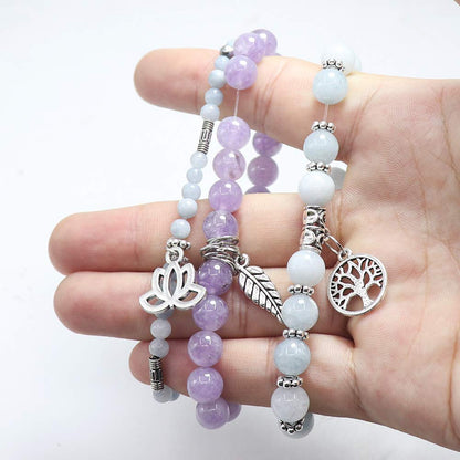 UEUC Tree of Life Yoga Healing Stone Bracelets,Multilayer Lotus Chakra Stone Reiki Bracelet Sets,Anxiety Crystal Natural Stone,for Women Stress Relief