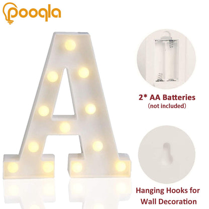 Pooqla LED Marquee Letter Lights Sign, Light Up Alphabet Letter for Home Party Wedding Decoration A