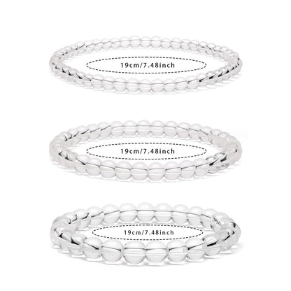 Risyfjew 4MM Handmade Clear Quartz Natural Gemstone Stretch Elastic Bracelet,PE Film Anti-oxidation Packaging Natural Stone Crystal Healing Power Energy Gifts for Adult