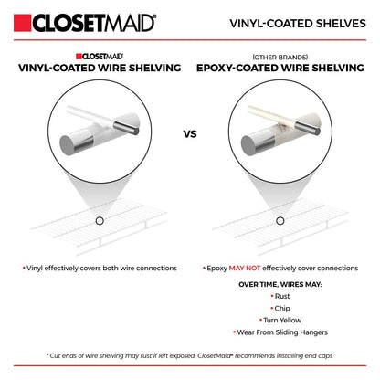 ClosetMaid Wire Closet Organizer System, Adjustable from 5 to 8 Ft., with Shelves, Hardware, Durable Steel, Fixed Mount Installation, White