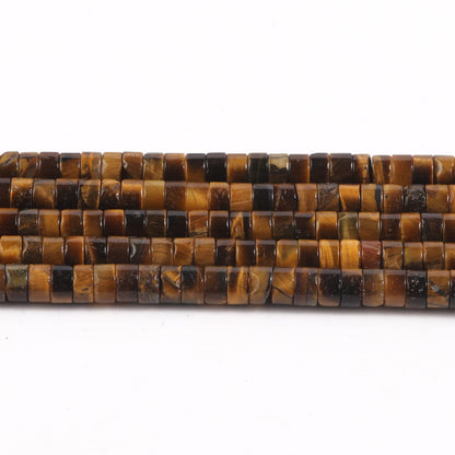 NITOPUPU 150Pcs 4×2mm Natural Yellow Tiger Eye Spacer Stone Beads for Jewelry Making Supplies, Loose Semi Flat Round Gemstone Tube Beads for Bracelets DIY Crafts