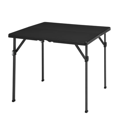 Amazon Basics 34 inch Portable Sturdy Folding Dining Table with Carrying Handle, Space Saving Storage, Square, 33.9 x 29.1 x 33.9 inch, Black
