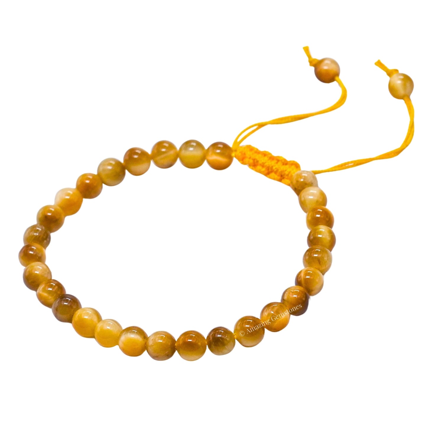 Amazing Gemstone Yellow Cats Eye Bracelet for Women Men's Gifts - Protection Healing Crystal Bracelet - 6mm Gemstone Beaded Adjustable Bracelet