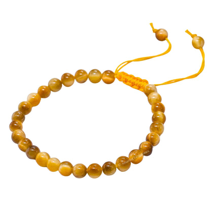 Amazing Gemstone Yellow Cats Eye Bracelet for Women Men's Gifts - Protection Healing Crystal Bracelet - 6mm Gemstone Beaded Adjustable Bracelet