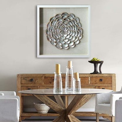 ARTECORS 24"x24" 3D Handmade Wall Decoration with Shadow Box Framed Front Glass for Living Room Dining Room Entrance Corridor Bedroom wall Decor (Abalone Shell 24"x24")