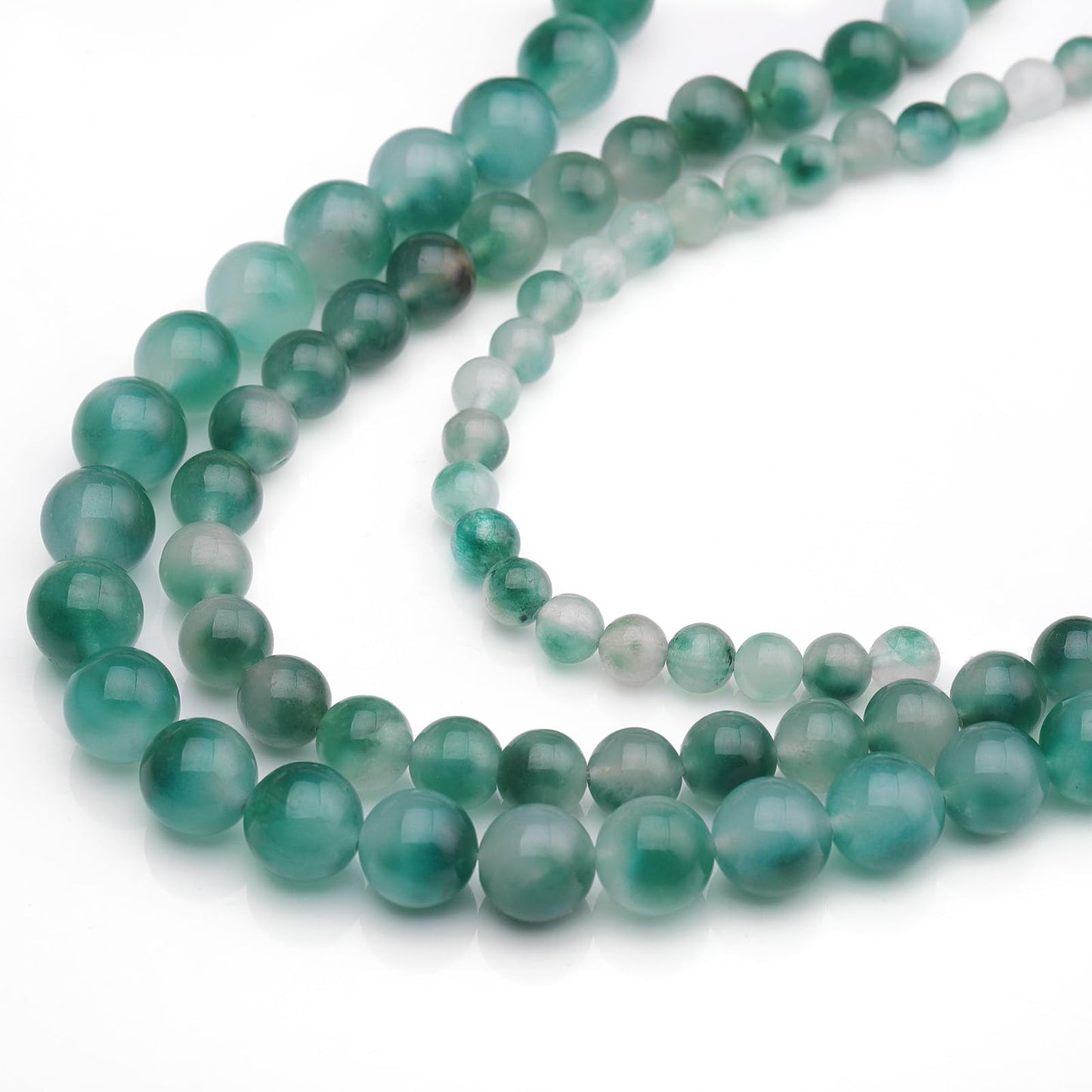 6mm Natural Stone Beads 65pcs Flower Jade Polished Round Smooth Crystal Loose Gemstone Beads for Jewelry Making DIY Bracelet Necklace Earring Crafts Supplies