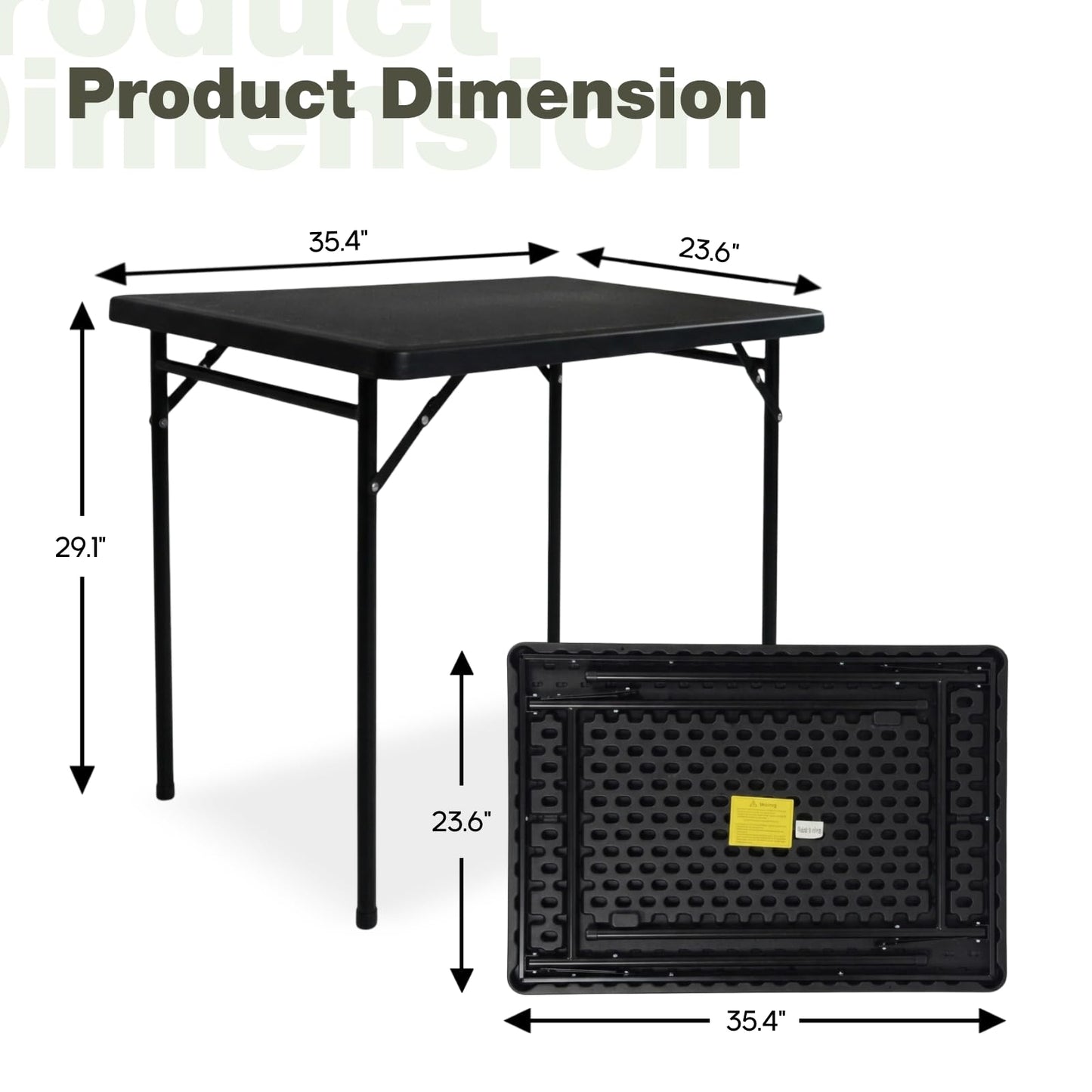 3ft Rectangular Folding Table for All-Occasion, Foldable Table with HDPE Tabletop and Steel Legs, Durable and Stable Small Folding Table, Perfect for Camping, Picnic, Party, Indoor & Outdoor, Black