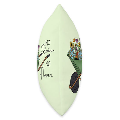 No Rain No Flowers Wildflower Garden Wheelbarrow Throw Pillow