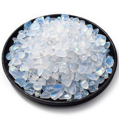 Polished Opalite Crystal Chips 200 Pcs - 0.3" 10 oz Tumbled Stone Chips Crushed Sea Glass Stones Healing Reiki Crystal Making Home Decoration