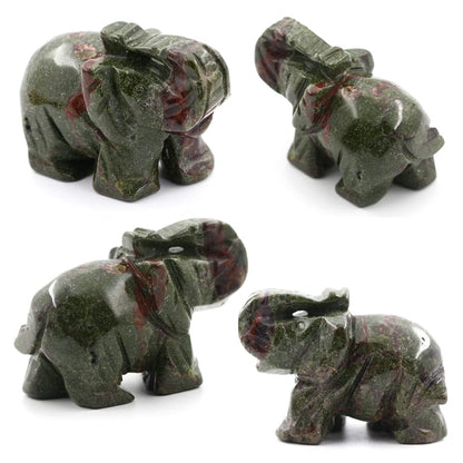 Dragon Bloodstone Crystal Elephant Pocket Guardian Figurine Elephant Statue 1.5 inch for Healing Reiki Spiritual Gift Cute Meditation Office Room Desk Decor