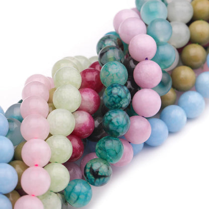 35pcs 10mm Natural Gemstone Beads for Jewelry Making Supplies,Watermelon Tourmaline Healing Crystal Polished Round Loose Stone Beads for Bracelet Necklace 15 Inch