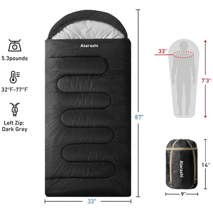 Atarashi 3-4 Season Sleeping Bag for Adults - Light Warm Extra-Large with Compression Sack- Great for Camping, Hiking, Backpacking & Outdoor Adventures