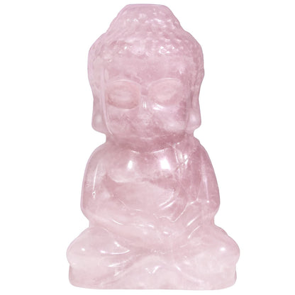 mookaitedecor Rose Quartz Meditating Buddha Crystal Figurine Crystal Healing Pocket Stone Carved Statue for Home Feng Shui Decoration 1.9 inch