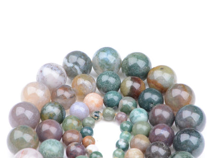 Bymitel 90 pcs Natural Genuine Real Round Loose Stone Beads Gemstone Spacers for Charm DIY Jewelry Making 15.5" per Strand 4mm (Indian Agate, 4mm)