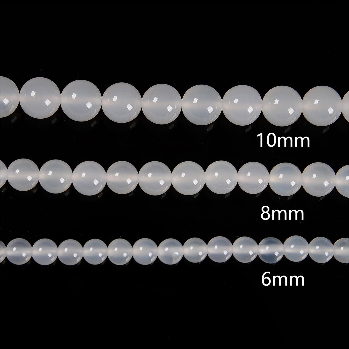 48Pcs 8mm White Agate Natural Faceted Round Loose Real Stone Beads Gemstone Genuine for DIY Hand Made Craft Jewelry Bracelet Earring Necklace String Making Energy Healing Power
