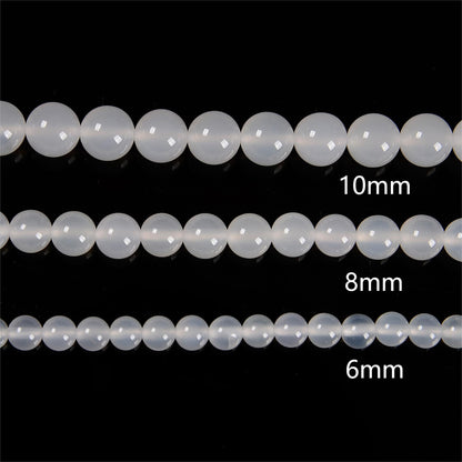 65Pcs 6mm White Agate Natural Faceted Round Loose Real Stone Beads Gemstone Genuine for DIY Hand Made Craft Jewelry Bracelet Earring Necklace String Making Energy Healing Power
