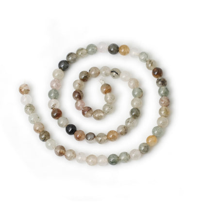 CHEAVIAN 60PCS 6mm Natural Green Phantom Crystal Round Loose Beads for Jewelry Making 1 Strand 15"