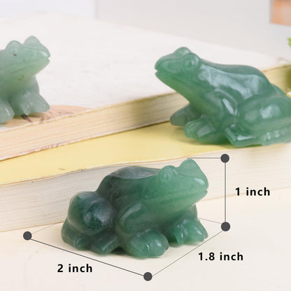 QLRSUXN 2 Inch Green Aventurine Frog Crystal Figurine，Frog Gifts Healing Crystal Decor，Frog Garden Statue Stone Energy Gemstones, in Bedroom Office Christmas Meditation Gifts Aquarium Decoration