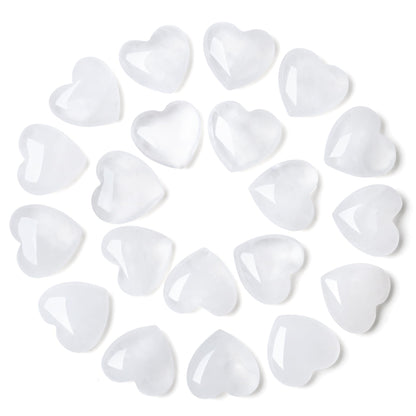 YATOJUZI 20PCS Clear Quartz Heart Healing Crystals Natural Clear Quartz Crystal Set White Love Stones Polished Stone Bulk Wholesale Mini Pocket Gemstones Reiki Energy Gifts for Women