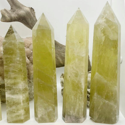 Natural Citrine Crystals Point Wand Reiki Healing Stone Rose Quartz Crystal Pillars for Crystal Collectors and Reiki Energy Balance(5.9inch Wand Citrine)