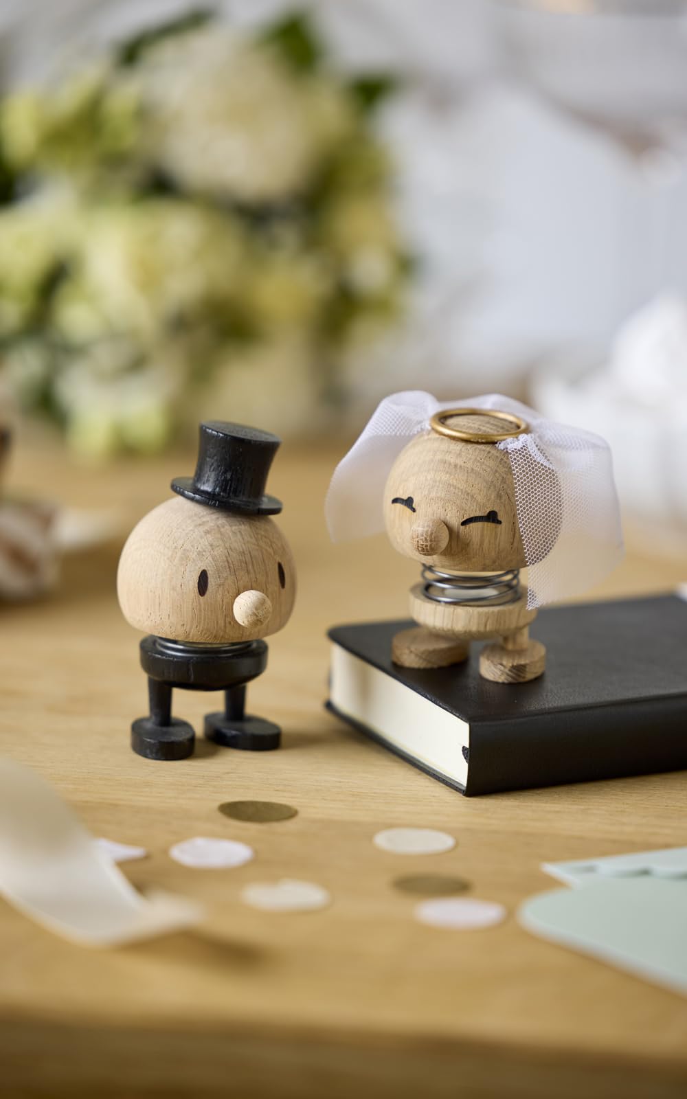 Hoptimist Wedding Groom Raw Oak, Wood, Home Decor Ornament - Scandinavian Design, Wood W/Metal Spring, Small - Creates cheerful movement