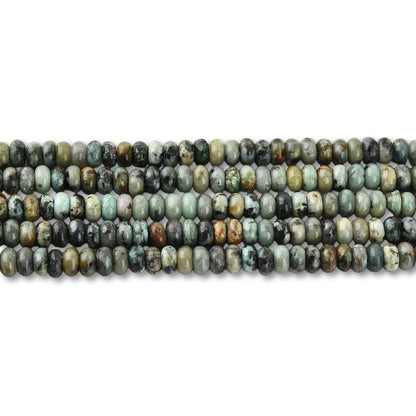 160pcs 4x2mm Natural African Turquoise Disk Rondelle Spacer Semi Precious Gemstone Loose Stone Beads for Jewelry Making 15 Inch