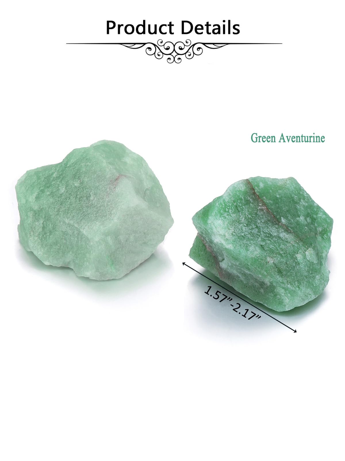 Jovivi 2pcs Raw Green Aventurine Crystals,Large 1.6-2.2" Healing Crystals Natural Rough Stones Crystal for Tumbling, Cabbing, Home Decoration, Polishing, Wicca & Reiki