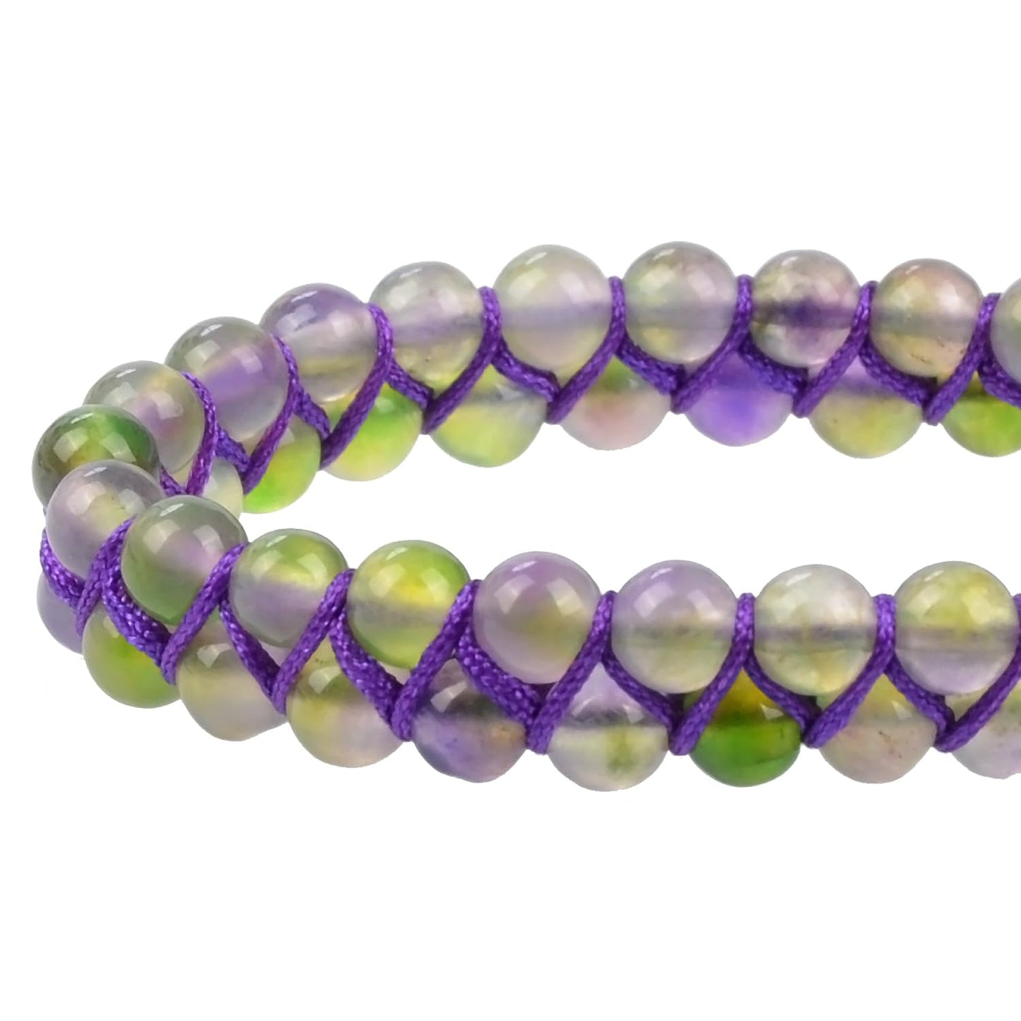 MASSIVE BEADS Natural Chakra Healing Power Crystals Macrame Bracelet Yoga Double Layer Stone Beads Gemstone Meditation Relax Anxiety Bangle for Unisex Women Men (Gradient Purple Green Jade, 6mm)
