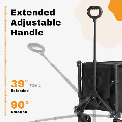 Overmont 3 in 1 Collapsible Wagon Cart - Ultra-Compact & Lightweight Foldable Wagon with All Terrain Wheels - 120L Folding Utility Wagon Portable for Grocery Camping Shopping Garden Sports