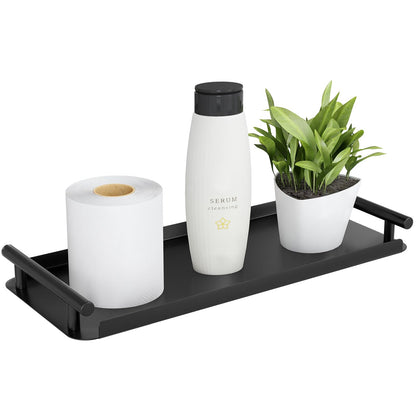 FEILERN Toilet Paper Basket, Stainless Steel Toilet Tank Tray with Handle for Organizing - Toilet Paper Basket Storage for Toilet Tank, Bathroom, Kitchen Counter (Black)